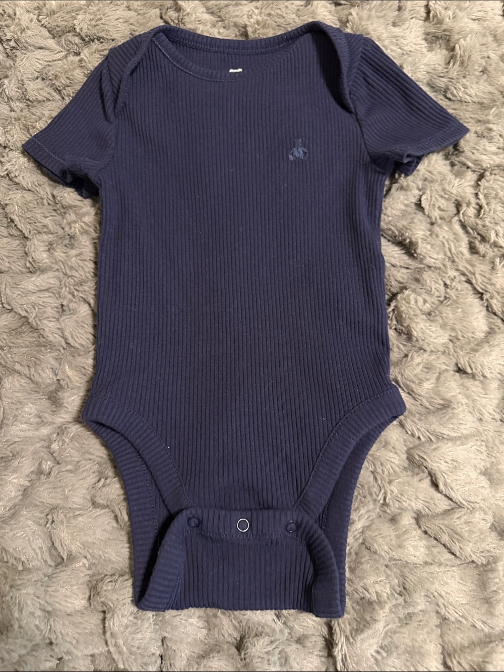 GAP Navy Ribbed Short-Sleeve Baby Bodysuit